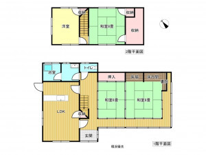 出雲市斐川町直江、中古一戸建ての間取り画像です