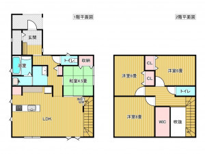 出雲市渡橋町、新築一戸建ての間取り画像です