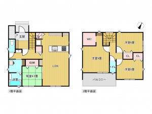 出雲市渡橋町、新築一戸建ての間取り画像です