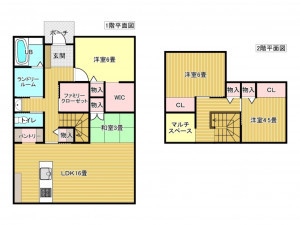 出雲市斐川町富村、新築一戸建ての間取り画像です