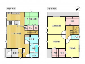 出雲市大津朝倉、新築一戸建ての間取り画像です