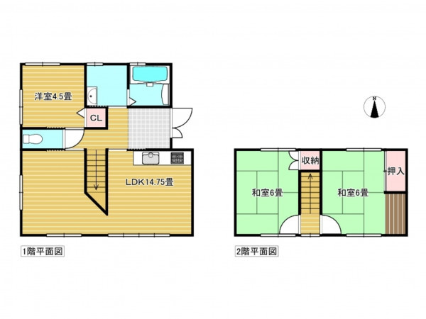 出雲市大津町、中古一戸建ての間取り画像です