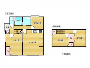 出雲市小山町、中古一戸建ての間取り画像です
