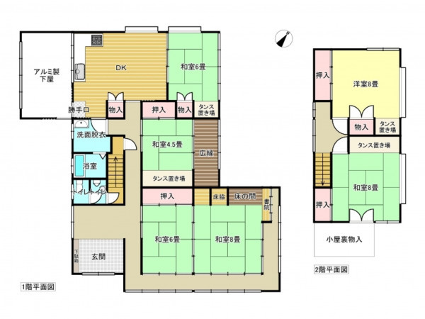出雲市灘分町、中古一戸建ての間取り画像です