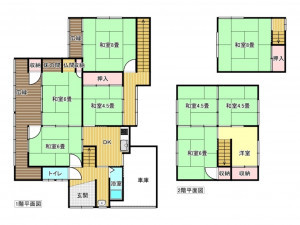 出雲市塩冶神前、中古一戸建ての間取り画像です