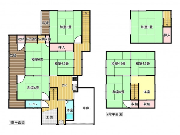 出雲市塩冶神前、中古一戸建ての間取り画像です