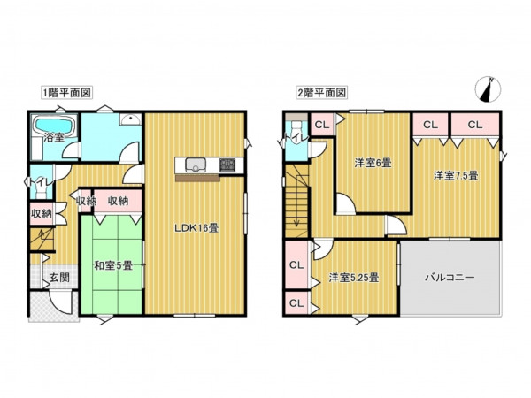 出雲市渡橋町、新築一戸建ての間取り画像です