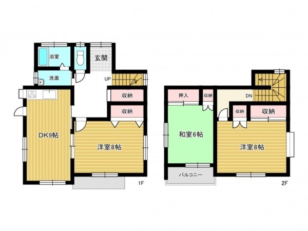 草加市谷塚町、中古一戸建ての間取り画像です