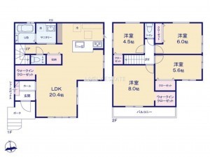 草加市吉町、新築一戸建ての間取り画像です