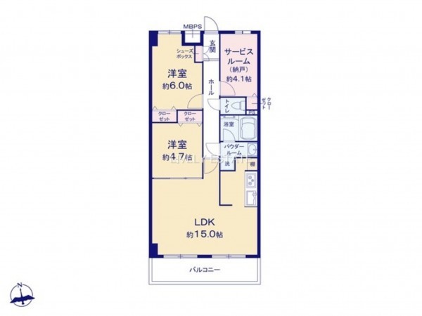 草加市西町、マンションの間取り画像です