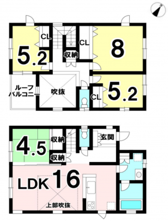 草加市原町、中古一戸建ての間取り画像です