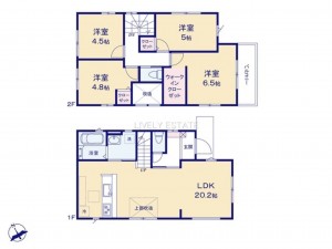 草加市長栄、新築一戸建ての間取り画像です