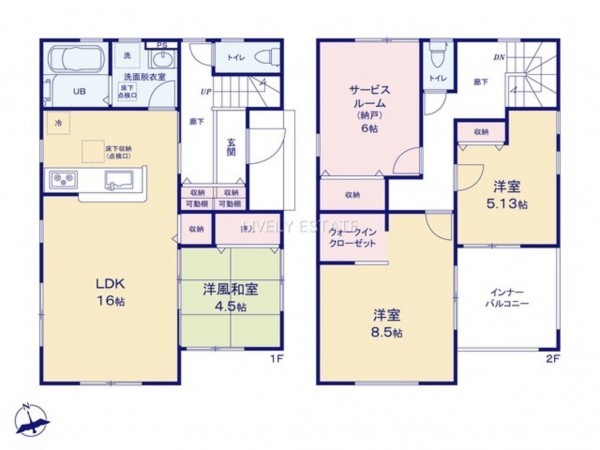 草加市吉町、新築一戸建ての間取り画像です