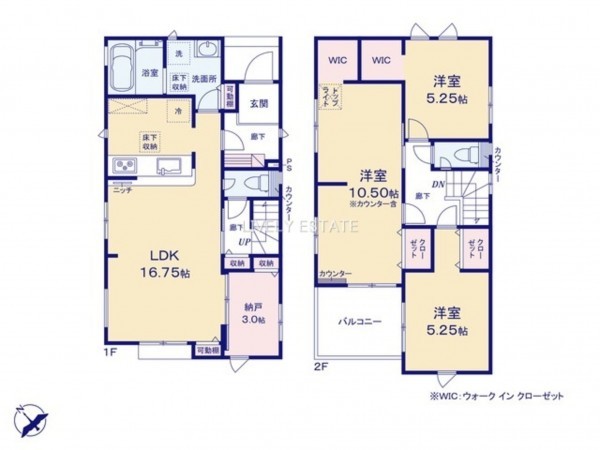 草加市清門、新築一戸建ての間取り画像です