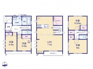 草加市谷塚町、新築一戸建ての間取り画像です