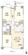 草加市吉町、マンションの間取り画像です