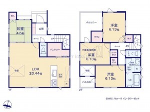 草加市旭町、新築一戸建ての間取り画像です