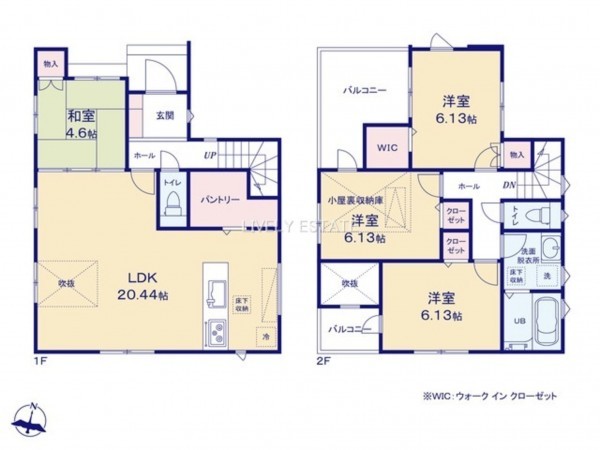 草加市旭町、新築一戸建ての間取り画像です