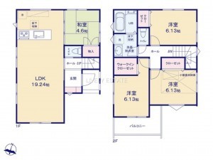 草加市旭町、新築一戸建ての間取り画像です