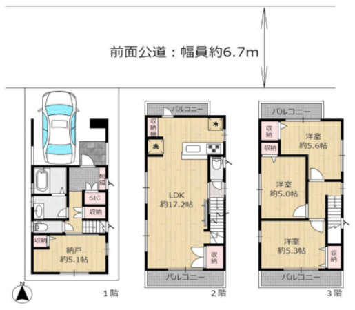 草加市両新田西町、新築一戸建ての間取り画像です