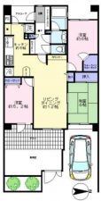 草加市瀬崎、マンションの間取り画像です