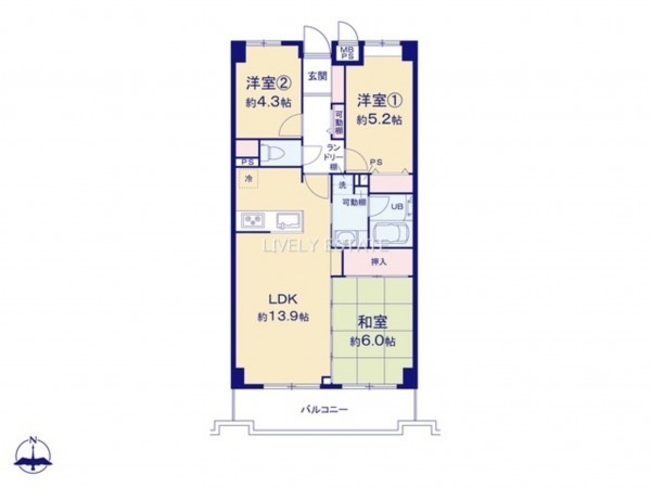 草加市瀬崎、マンションの間取り画像です