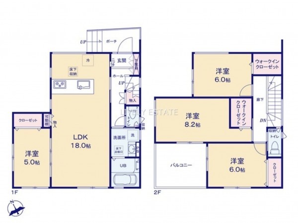 草加市谷塚町、新築一戸建ての間取り画像です