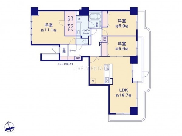 草加市瀬崎、マンションの間取り画像です