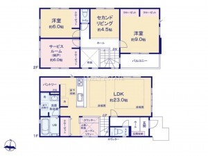 越谷市蒲生寿町、新築一戸建ての間取り画像です