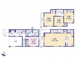 草加市旭町、新築一戸建ての間取り画像です