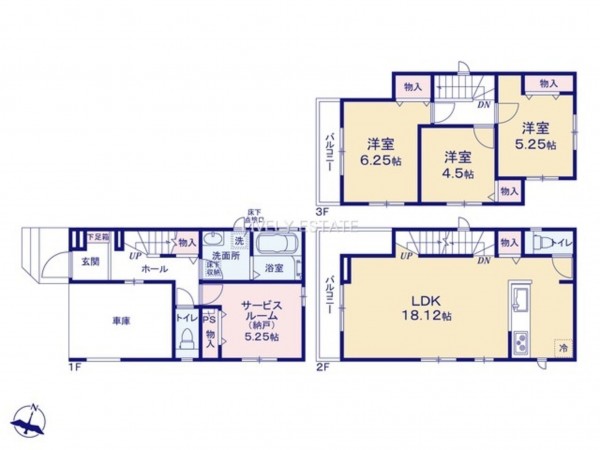 草加市旭町、新築一戸建ての間取り画像です