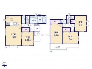 越谷市大字大林、新築一戸建ての間取り画像です