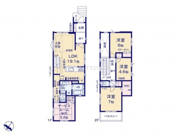 越谷市神明町、新築一戸建ての間取り画像です