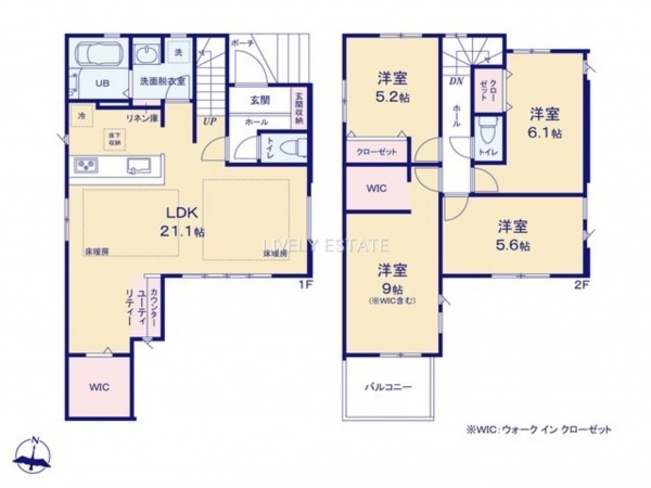 越谷市登戸町、新築一戸建ての間取り画像です