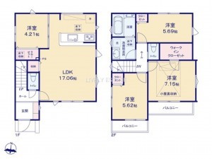 越谷市登戸町、新築一戸建ての間取り画像です