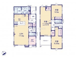 草加市清門、新築一戸建ての間取り画像です