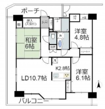 草加市手代、マンションの間取り画像です