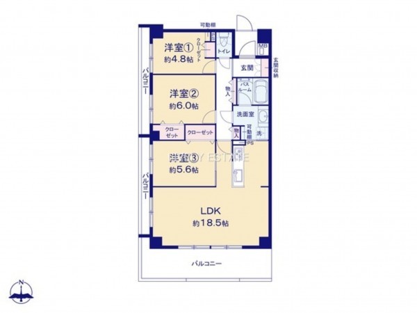 草加市手代、マンションの間取り画像です