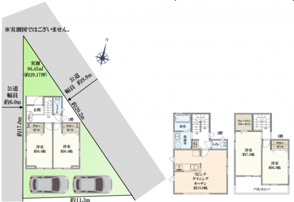 草加市八幡町、新築一戸建ての間取り画像です