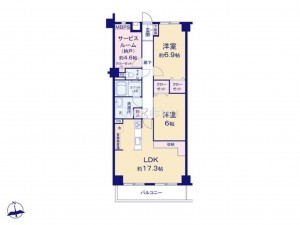 草加市西町、マンションの間取り画像です