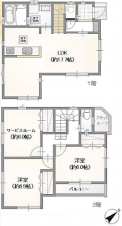 越谷市大沢、新築一戸建ての間取り画像です