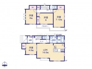 草加市吉町、新築一戸建ての間取り画像です