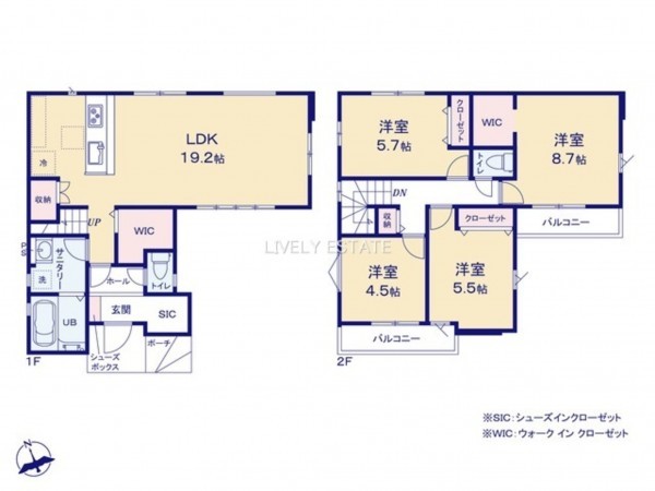 草加市青柳、新築一戸建ての間取り画像です