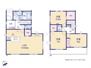 越谷市千間台東、新築一戸建ての間取り画像です