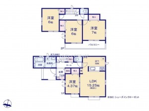 草加市清門、新築一戸建ての間取り画像です