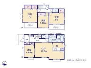 草加市清門、新築一戸建ての間取り画像です