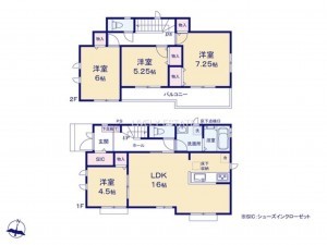 草加市清門、新築一戸建ての間取り画像です