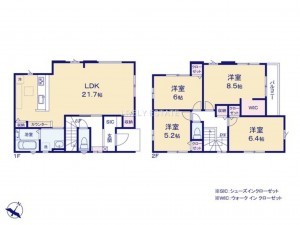 草加市手代、新築一戸建ての間取り画像です