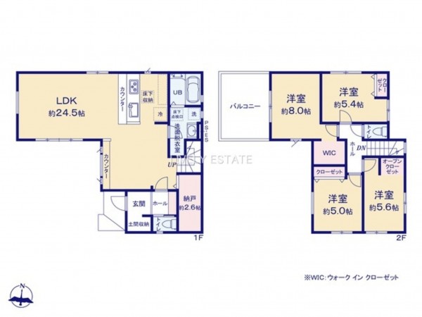 草加市谷塚仲町、新築一戸建ての間取り画像です