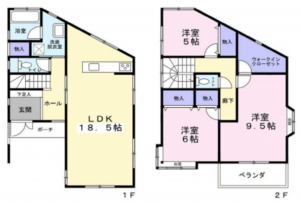 草加市瀬崎、中古一戸建ての間取り画像です